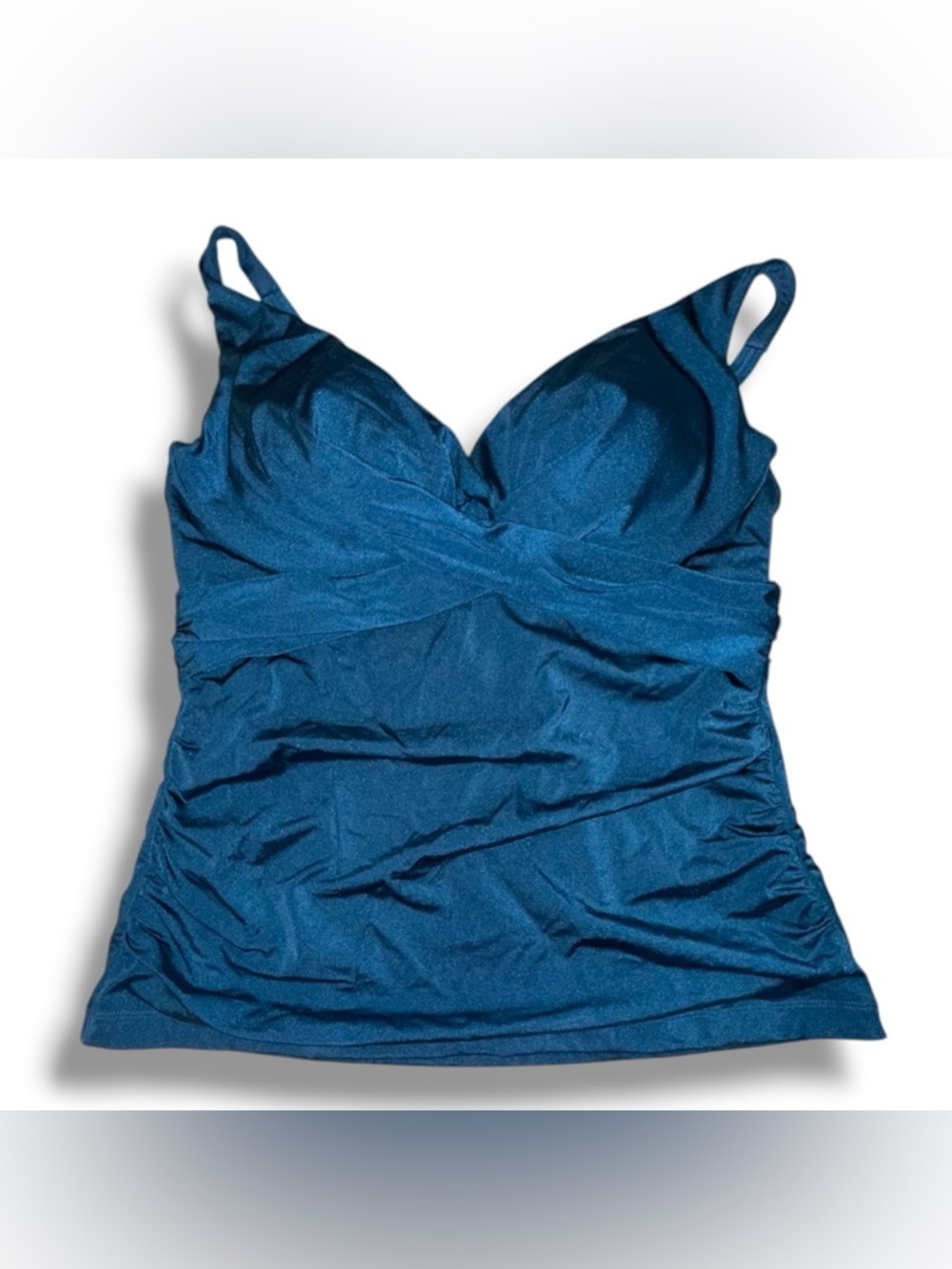 City Chic Azores Underwire Tankini & High-Waisted Bikini Brief Poseiden Blue 16W - Picture 3 of 12
